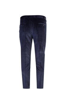Lacivert Regular Fit Likralı Kadife Pantolon