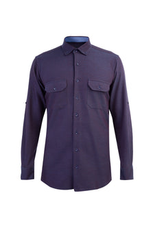 Bordo Uzun Kol Desenli Spor Pamuk Gömlek