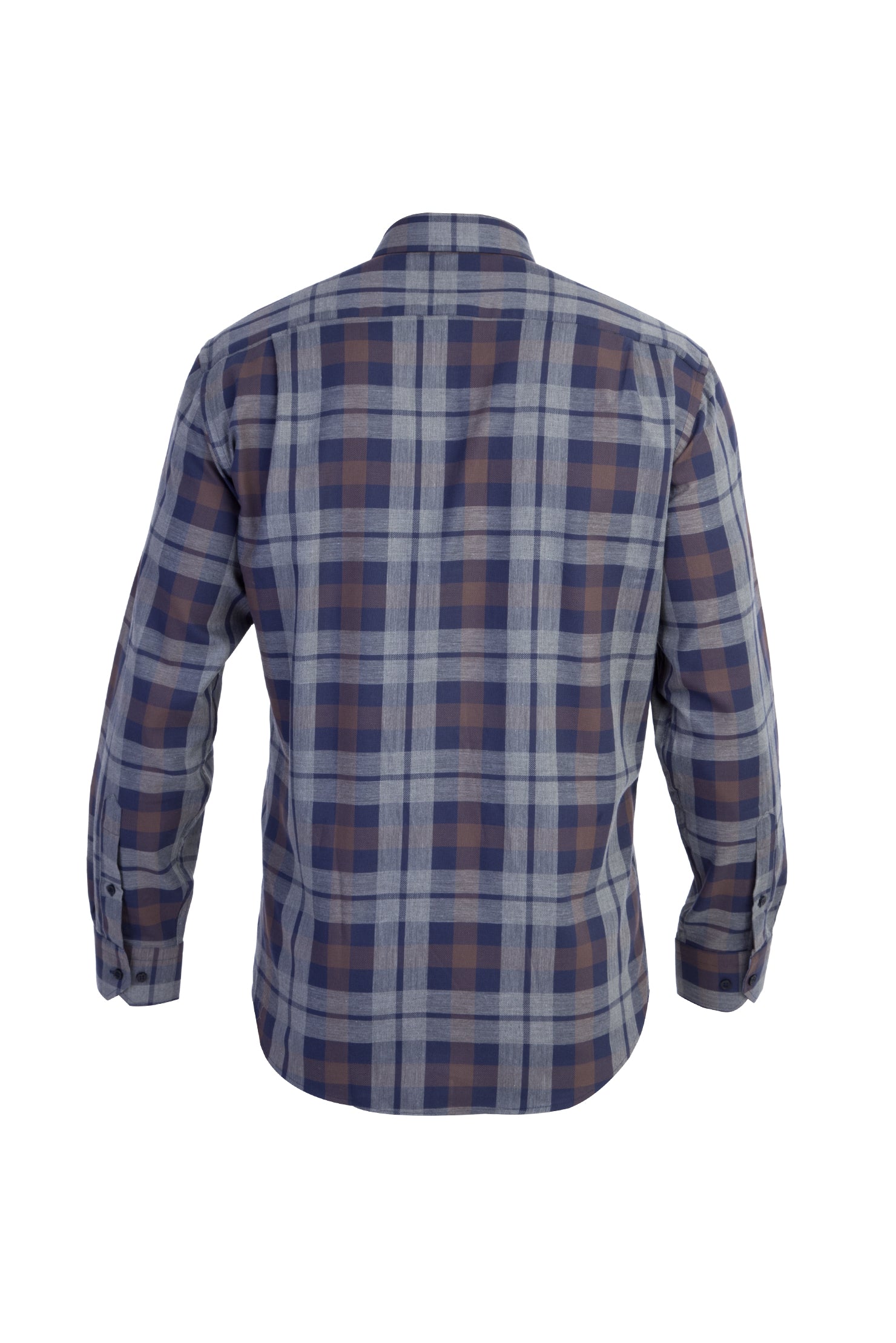 Orta Füme Uzun Kol Ekose Pamuk Gömlek