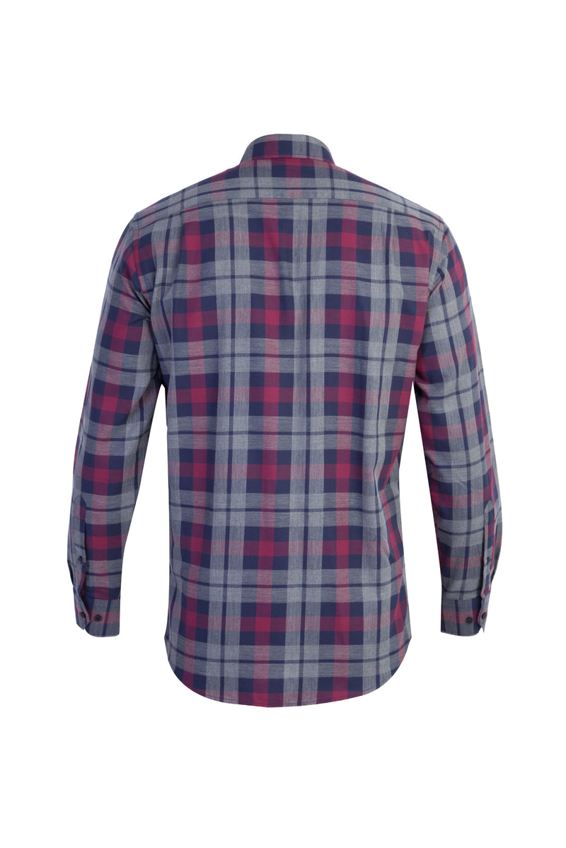 Bordo Ak Kz Pamuk Ekose Gömlek