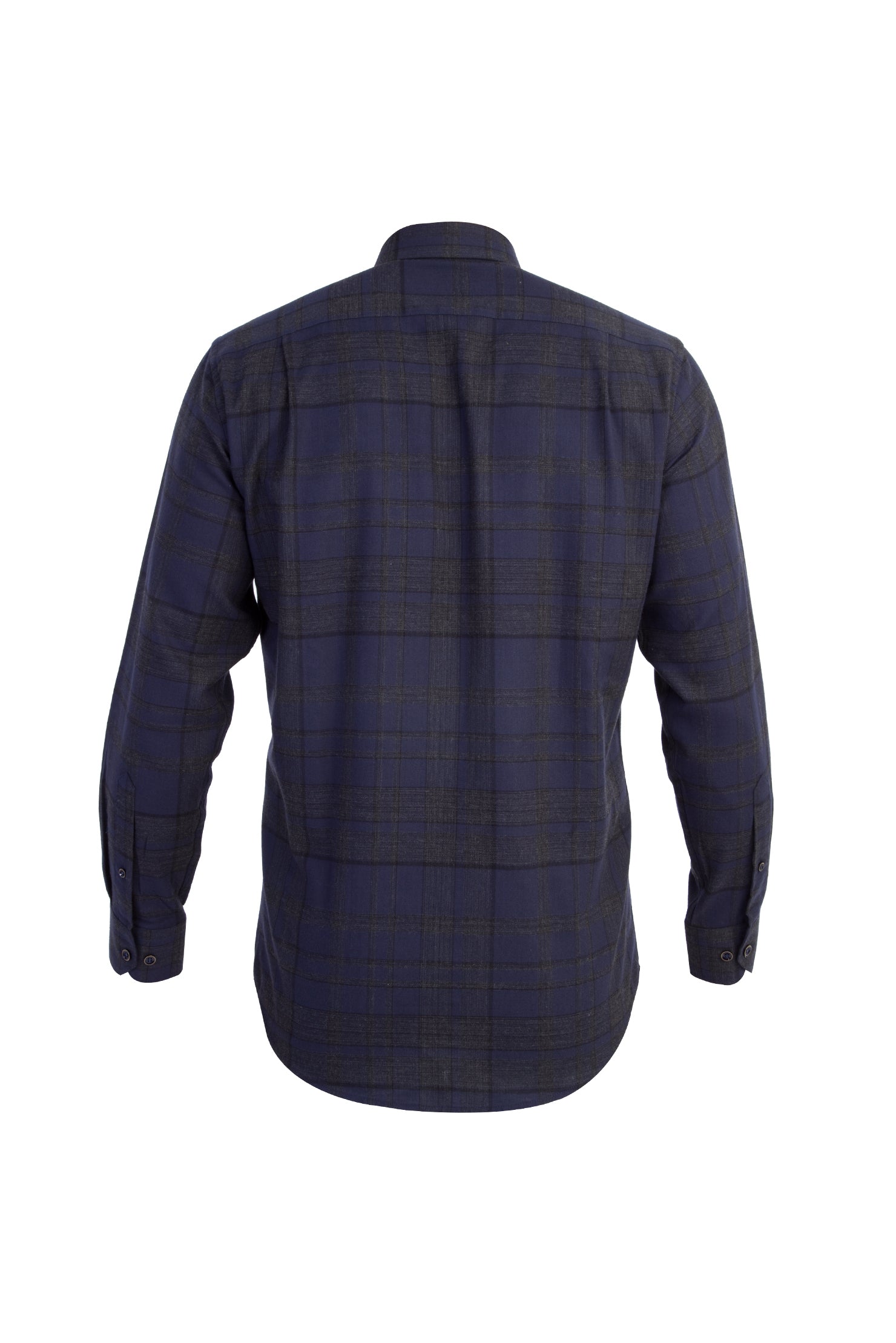 Lacivert Uzun Kol Ekose Pamuk Gömlek