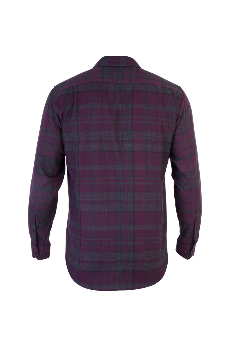 Bordo Uzun Kol Ekose Pamuk Gömlek