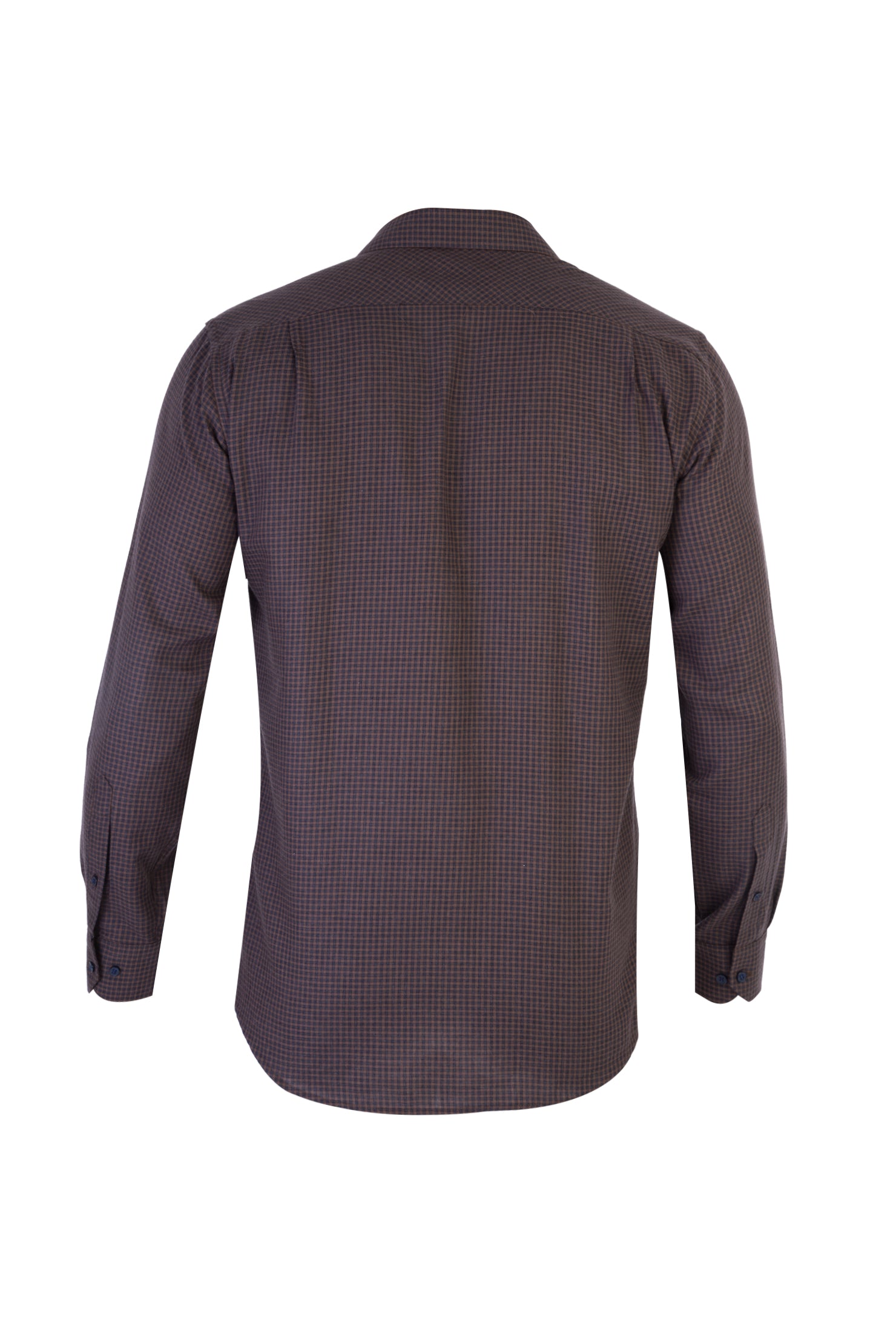 Kahve Uzun Kol Kareli Pamuk Gömlek