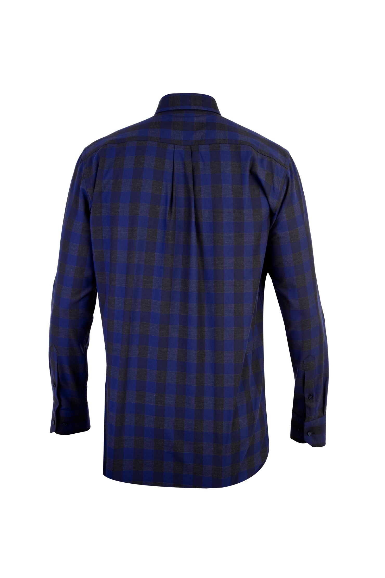 Lacivert Uzun Kol Ekose Spor Pamuk Gömlek