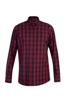 Bordo Uzun Kol Ekose Spor Pamuk Gömlek