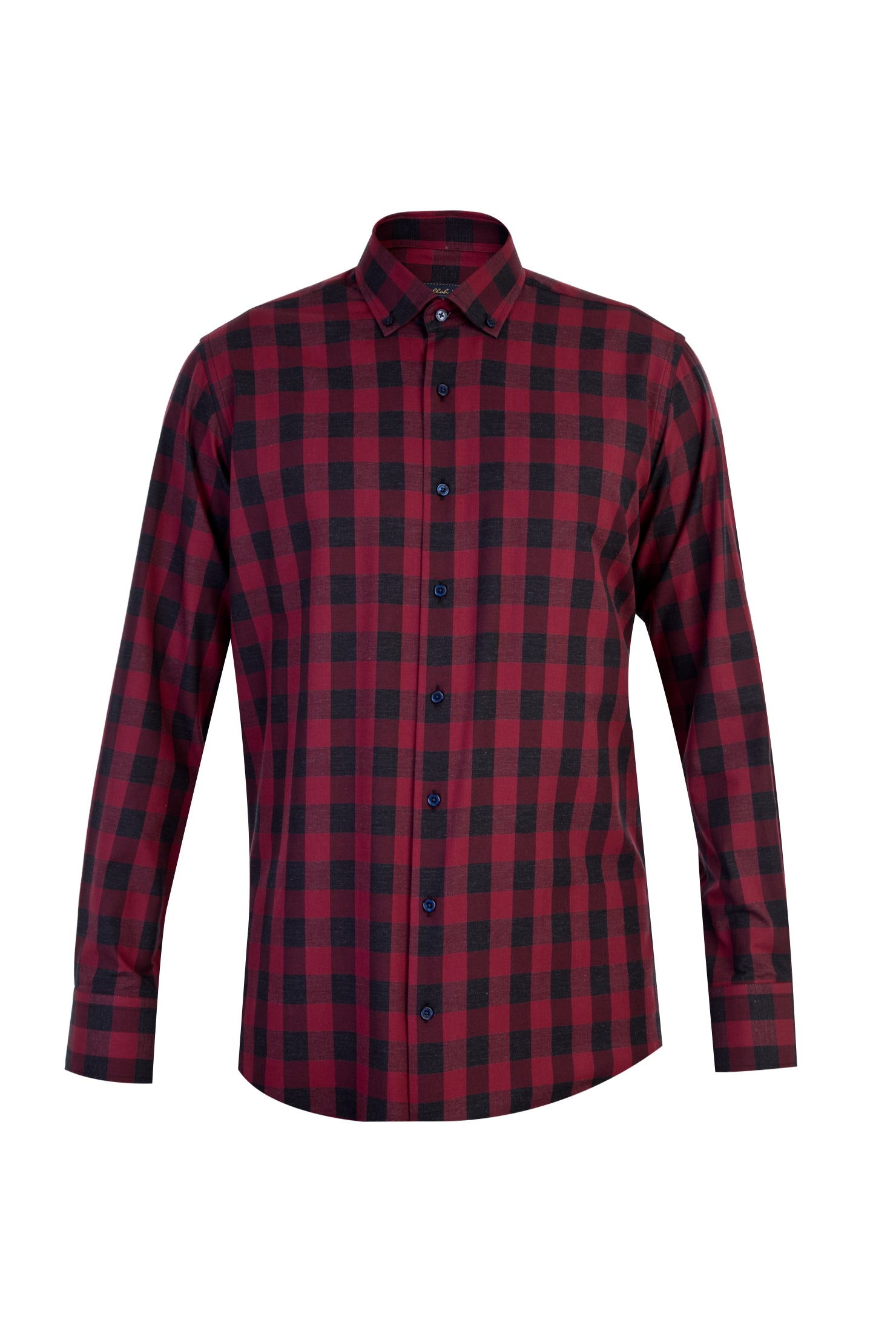 Bordo Uzun Kol Ekose Spor Pamuk Gömlek