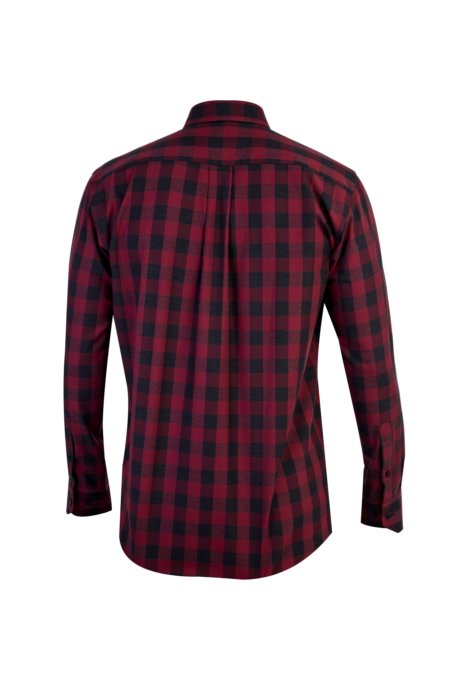 Bordo Uzun Kol Ekose Spor Pamuk Gömlek