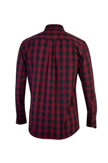 Bordo Uzun Kol Ekose Spor Pamuk Gömlek