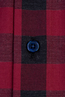 Bordo Uzun Kol Ekose Spor Pamuk Gömlek