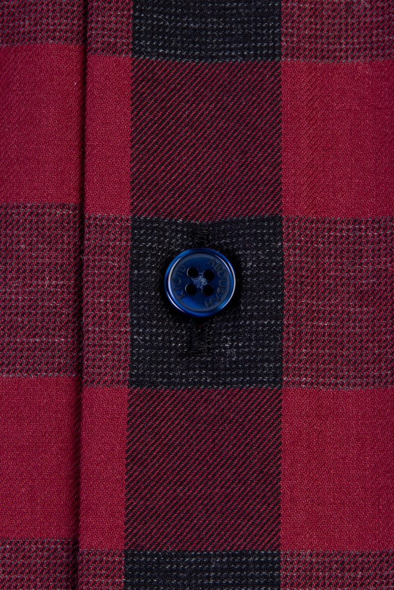 Bordo Uzun Kol Ekose Spor Pamuk Gömlek