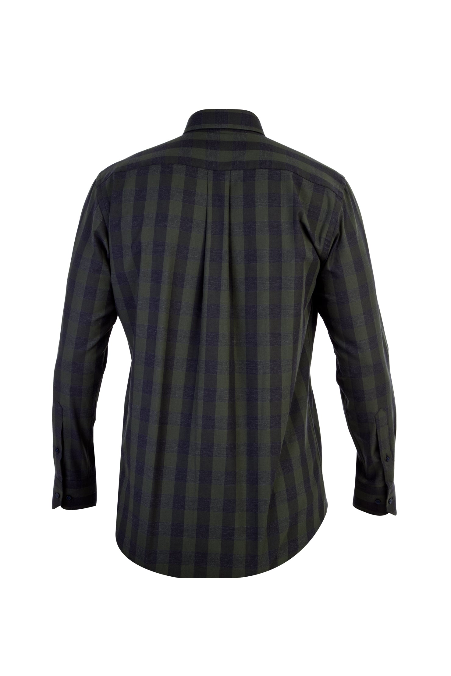 Koyu Yesil Uzun Kol Ekose Spor Pamuk Gömlek