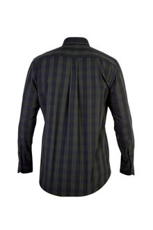 Koyu Yesil Uzun Kol Ekose Spor Pamuk Gömlek