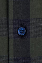 Koyu Yesil Uzun Kol Ekose Spor Pamuk Gömlek