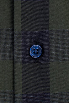 Koyu Yesil Uzun Kol Ekose Spor Pamuk Gömlek