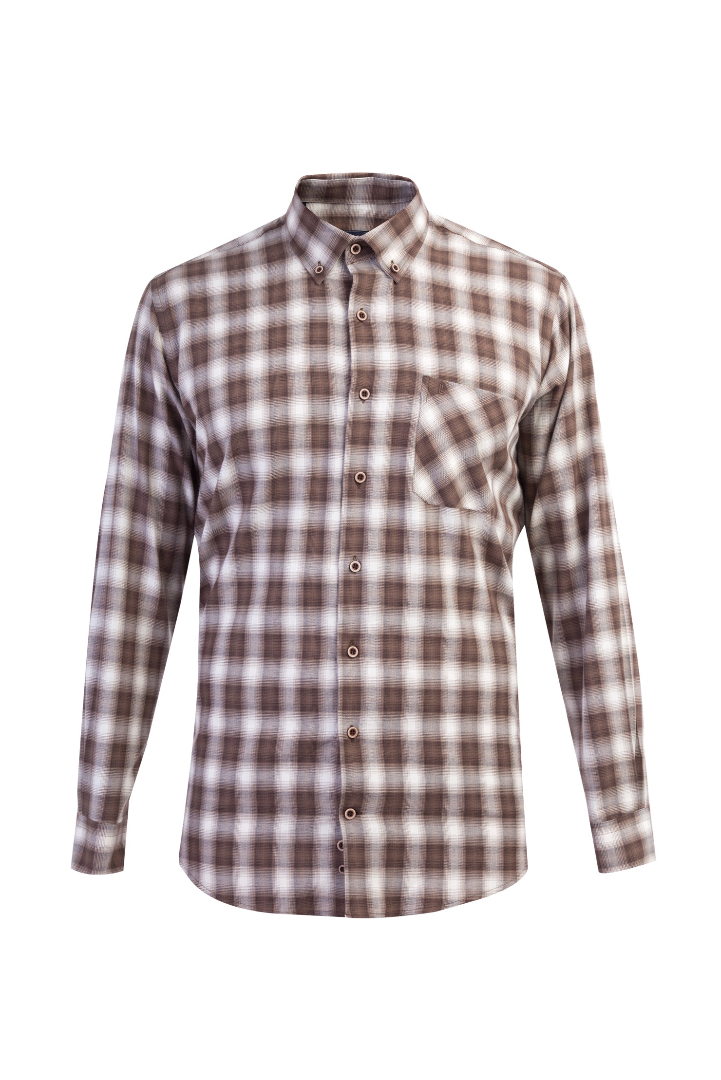 Kahve Uzun Kol Regular Fit Oduncu Ekose Pamuk Gömlek