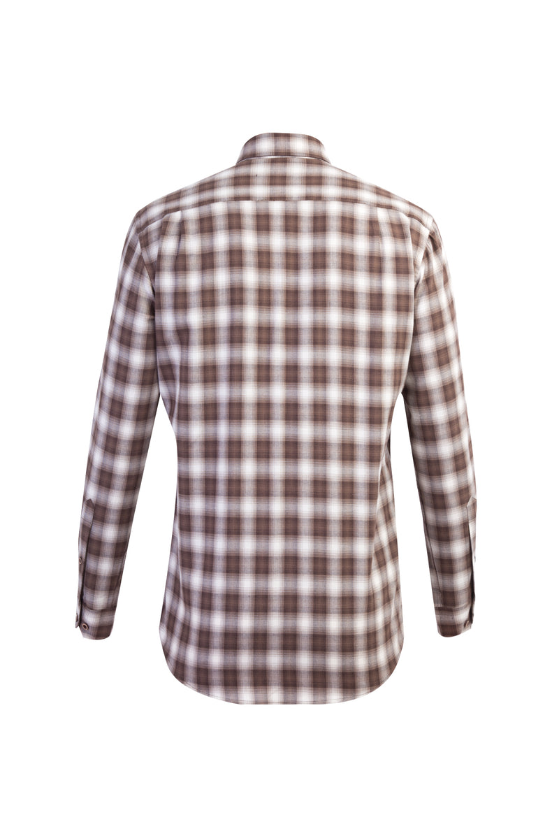 Kahve Uzun Kol Regular Fit Oduncu Ekose Pamuk Gömlek