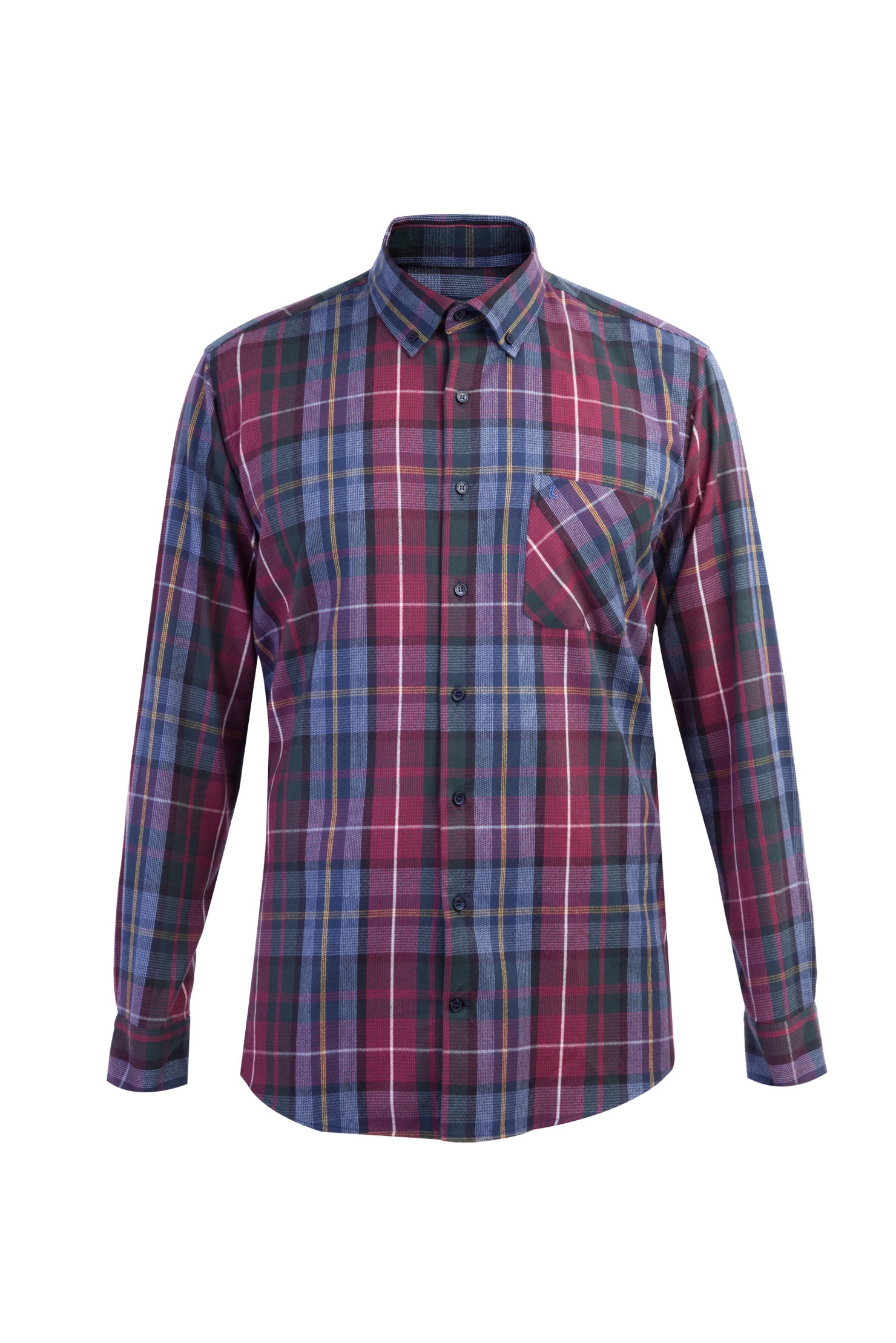 Bordo Uzun Kol Oduncu Ekose Pamuk Gömlek