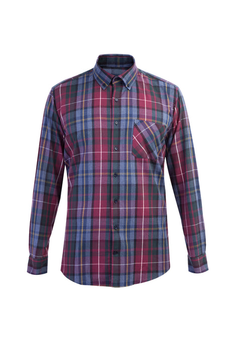 Bordo Uzun Kol Oduncu Ekose Pamuk Gömlek