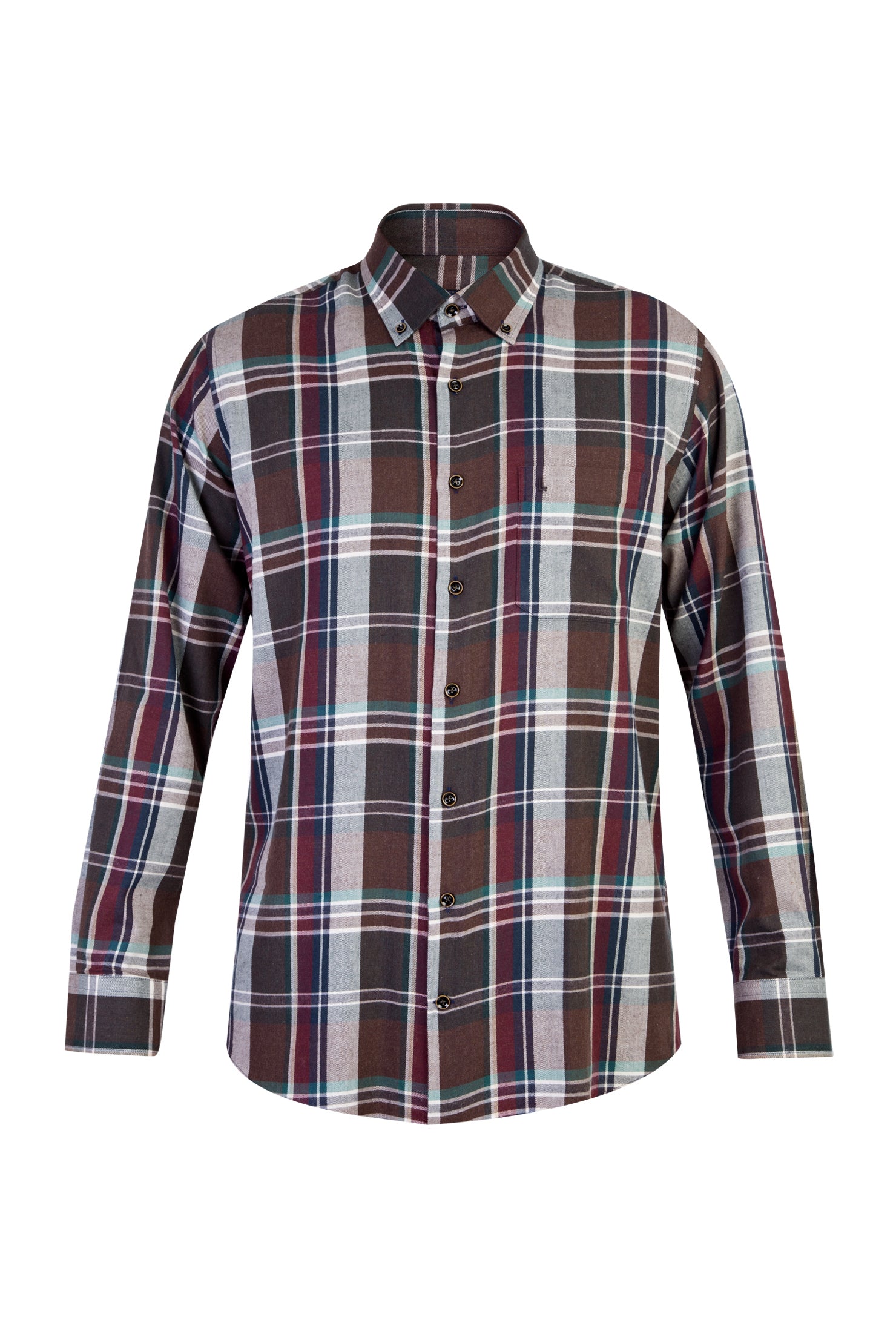 Kahve Uzun Kol Ekose Oduncu Pamuk Gömlek