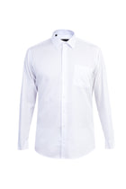 Beyaz Uzun Kol Desenli Klasik Pamuk Gömlek