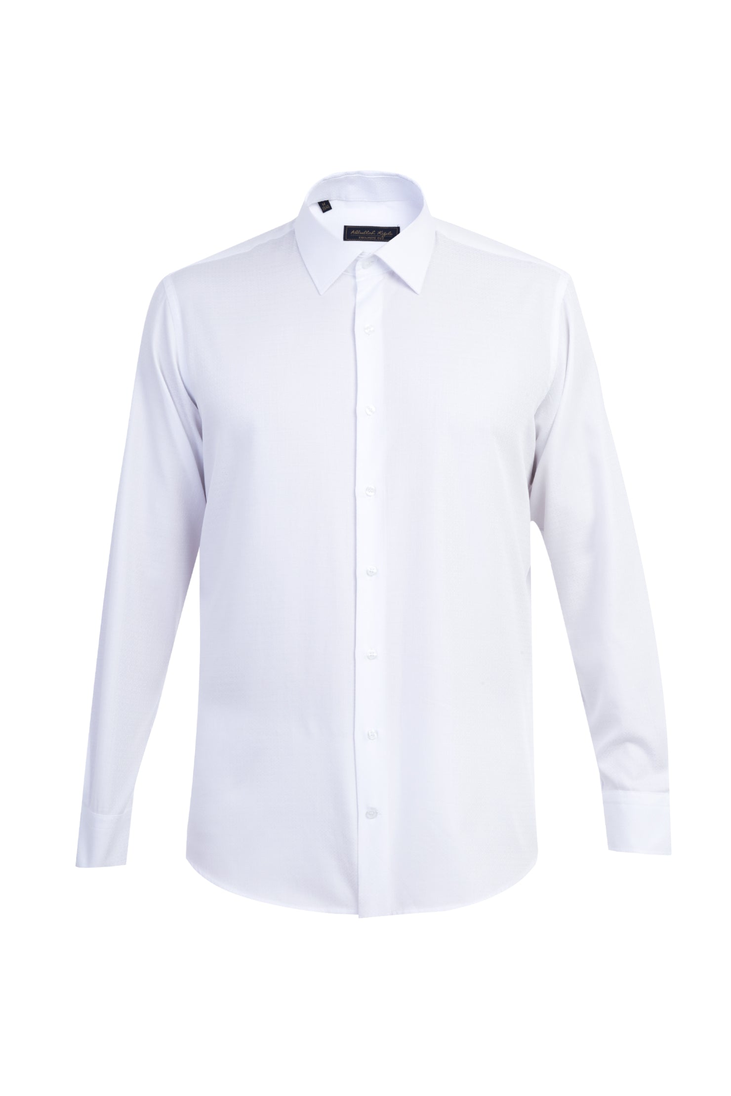 Beyaz Uzun Kol Desenli Klasik Pamuk Gömlek