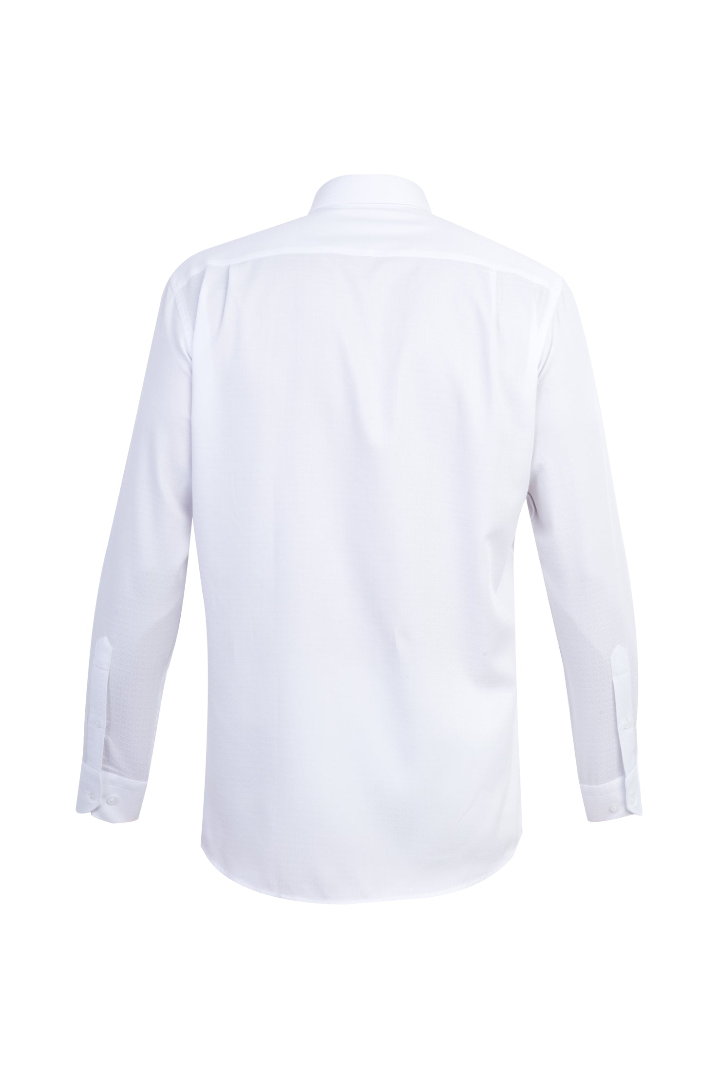 Beyaz Uzun Kol Desenli Klasik Pamuk Gömlek