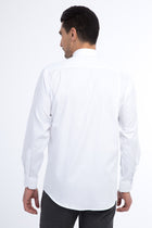 Beyaz Uzun Kol Desenli Klasik Pamuk Gömlek