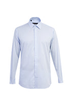 Açık Mavi Uzun Kol Desenli Klasik Pamuk Gömlek