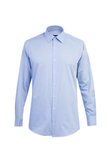 Açık Mavi Uzun Kol Desenli Klasik Pamuk Gömlek