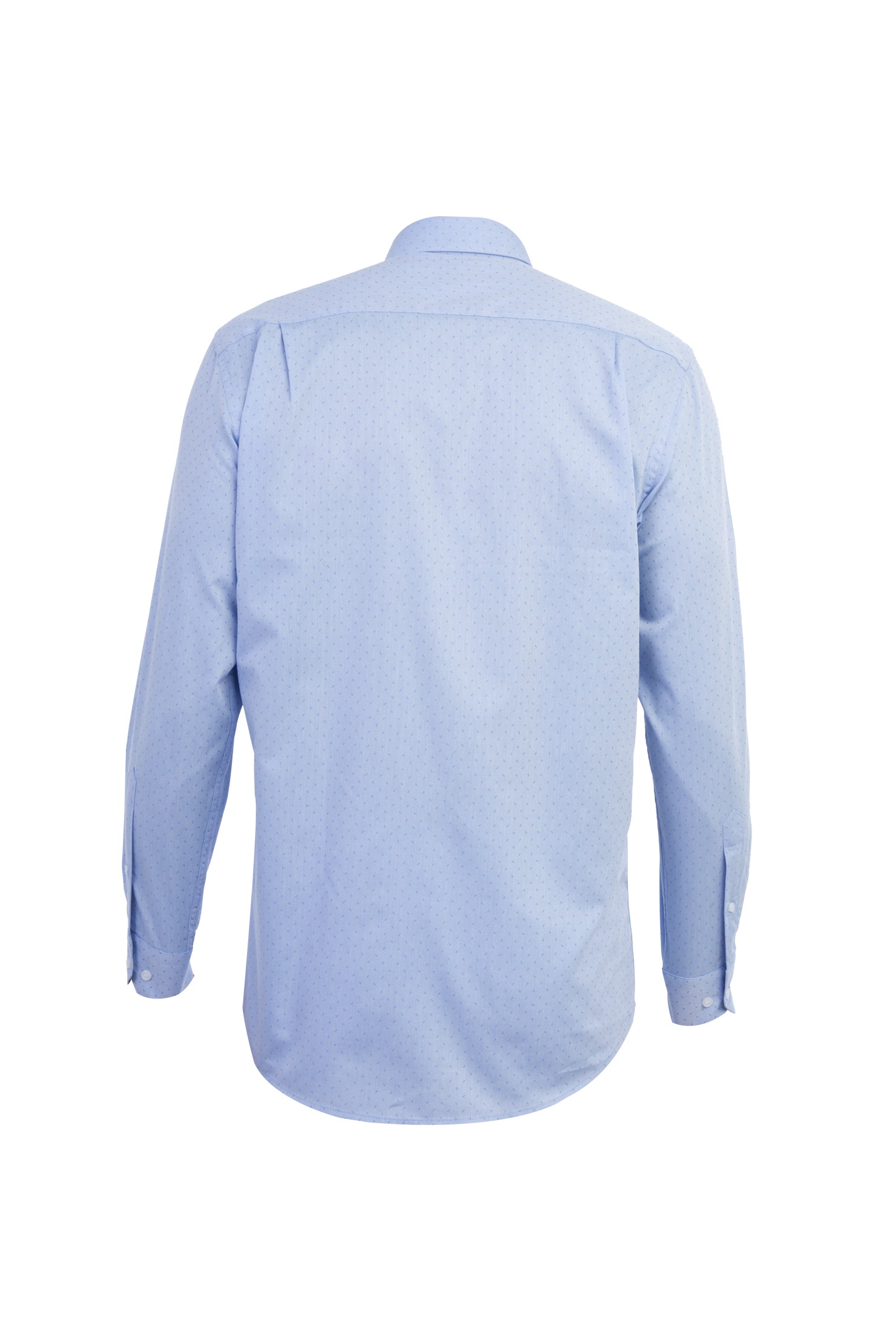 Açık Mavi Uzun Kol Desenli Klasik Pamuk Gömlek