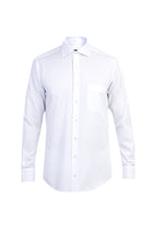 Beyaz Uzun Kol Desenli Klasik Pamuk Gömlek