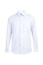 Açık Mavi Uzun Kol Desenli Klasik Pamuk Gömlek