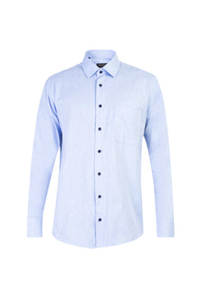 Açık Mavi AK KZ Desenli Pamuk Gömlek