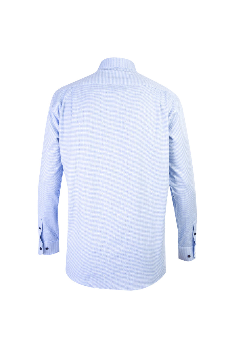 Açık Mavi AK KZ Desenli Pamuk Gömlek