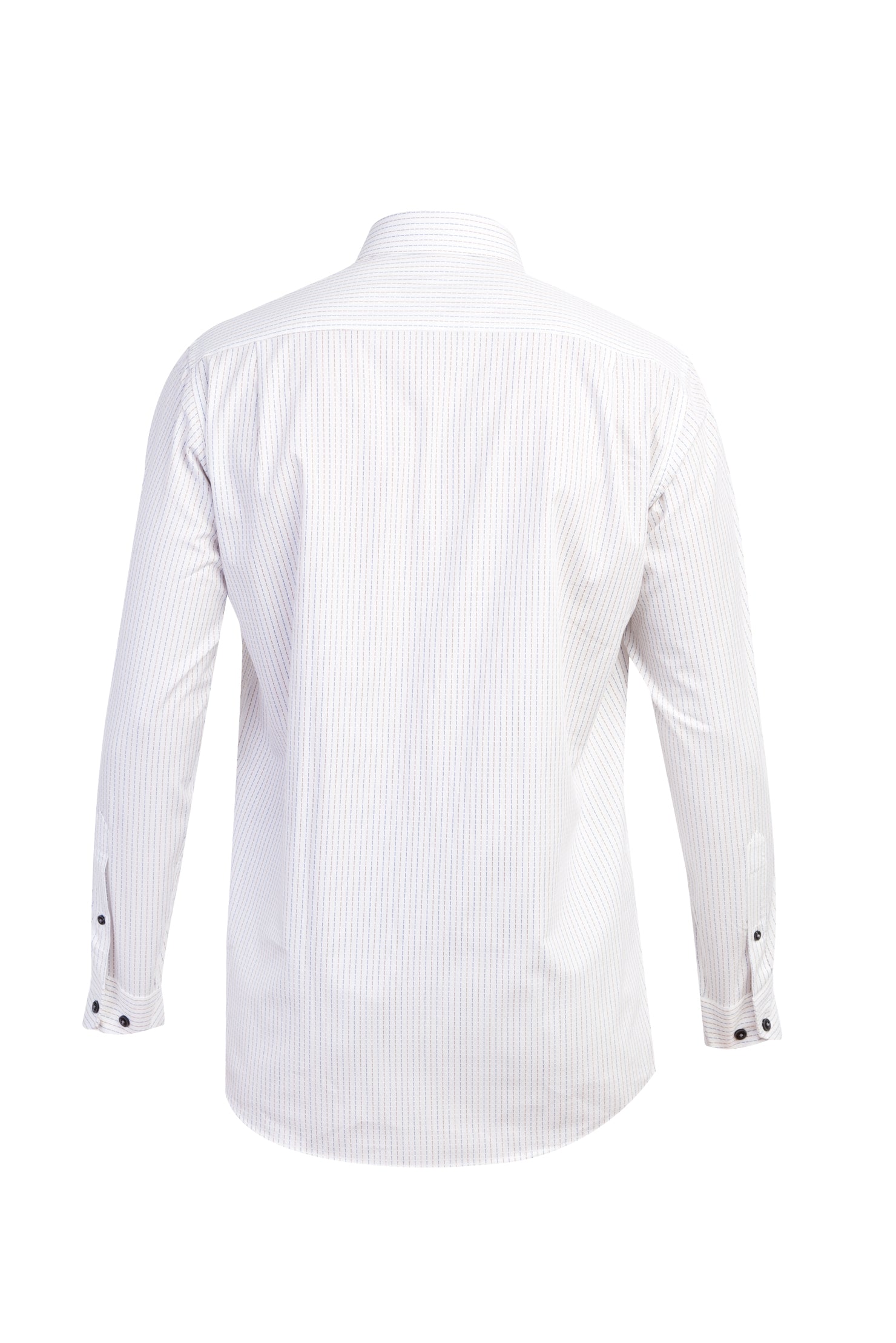 Beyaz Uzun Kol Regular Fit Çizgili Pamuk Gömlek