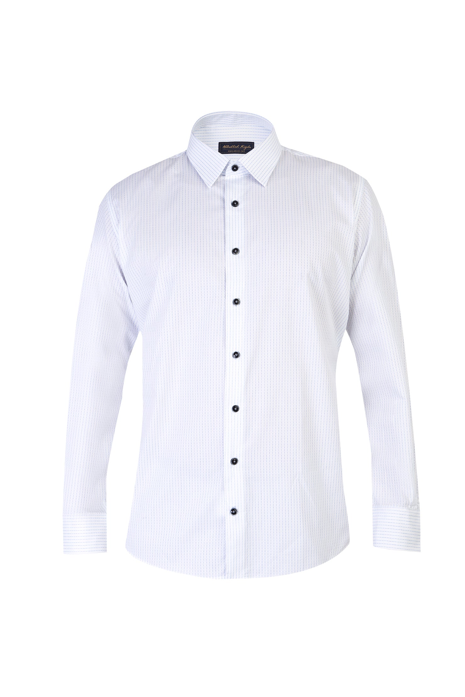 Beyaz Uzun Kol Çizgili Klasik Pamuk Gömlek