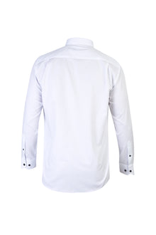 Beyaz Uzun Kol Çizgili Klasik Pamuk Gömlek