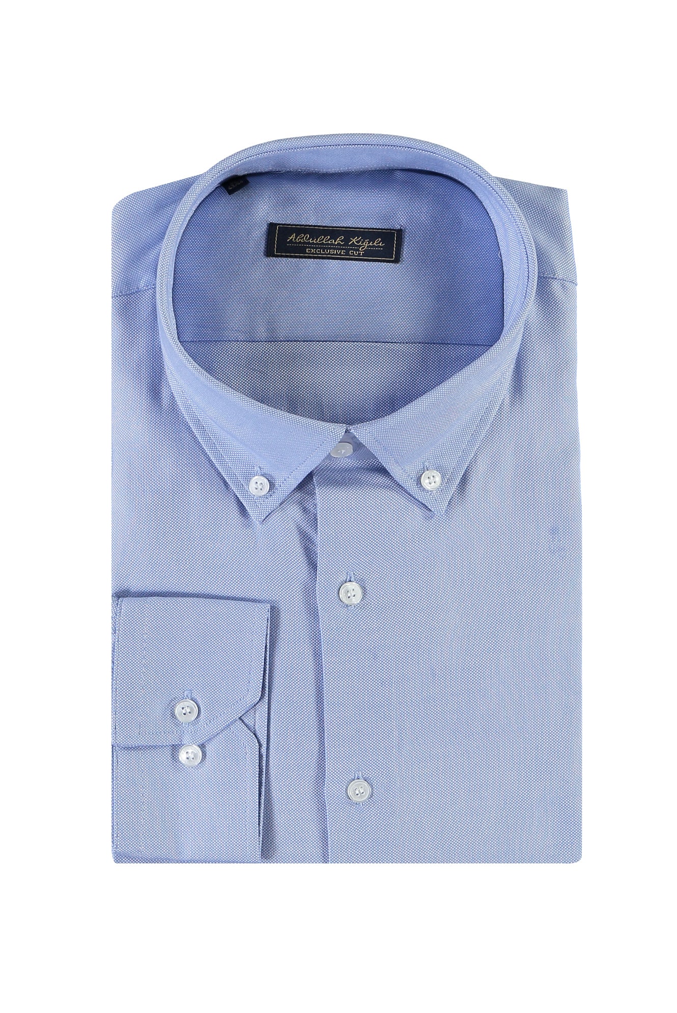 Mavi Uzun Kol Oxford Slim Fit Dar Kesim Pamuk Gömlek-Abdullah Ki??l?