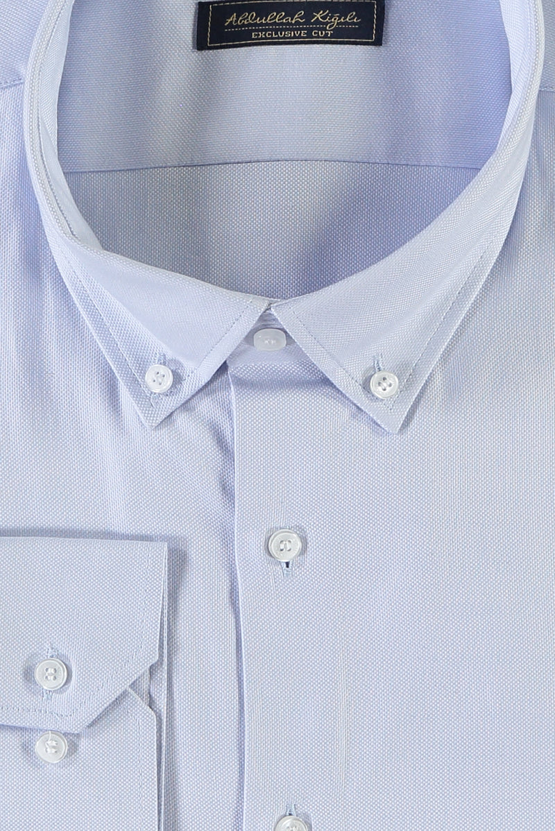 Açık Mavi Uzun Kol Regular Fit Oxford Pamuk Gömlek