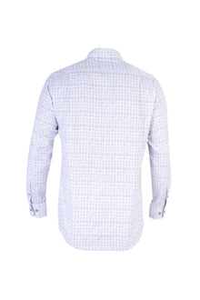 Beyaz Uzun Kol Kareli Pamuk Gömlek