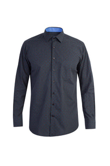 Antrasit Uzun Kol Regular Fit Desenli Pamuk Gömlek