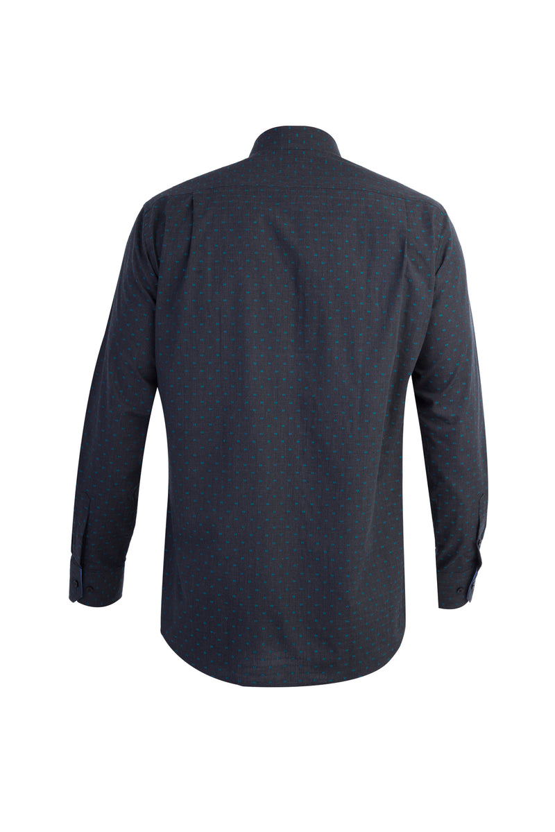 Antrasit Uzun Kol Regular Fit Desenli Pamuk Gömlek