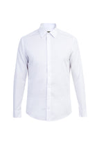 Beyaz Uzun Kol Desenli Slim Fit Dar Kesim Pamuk Gömlek