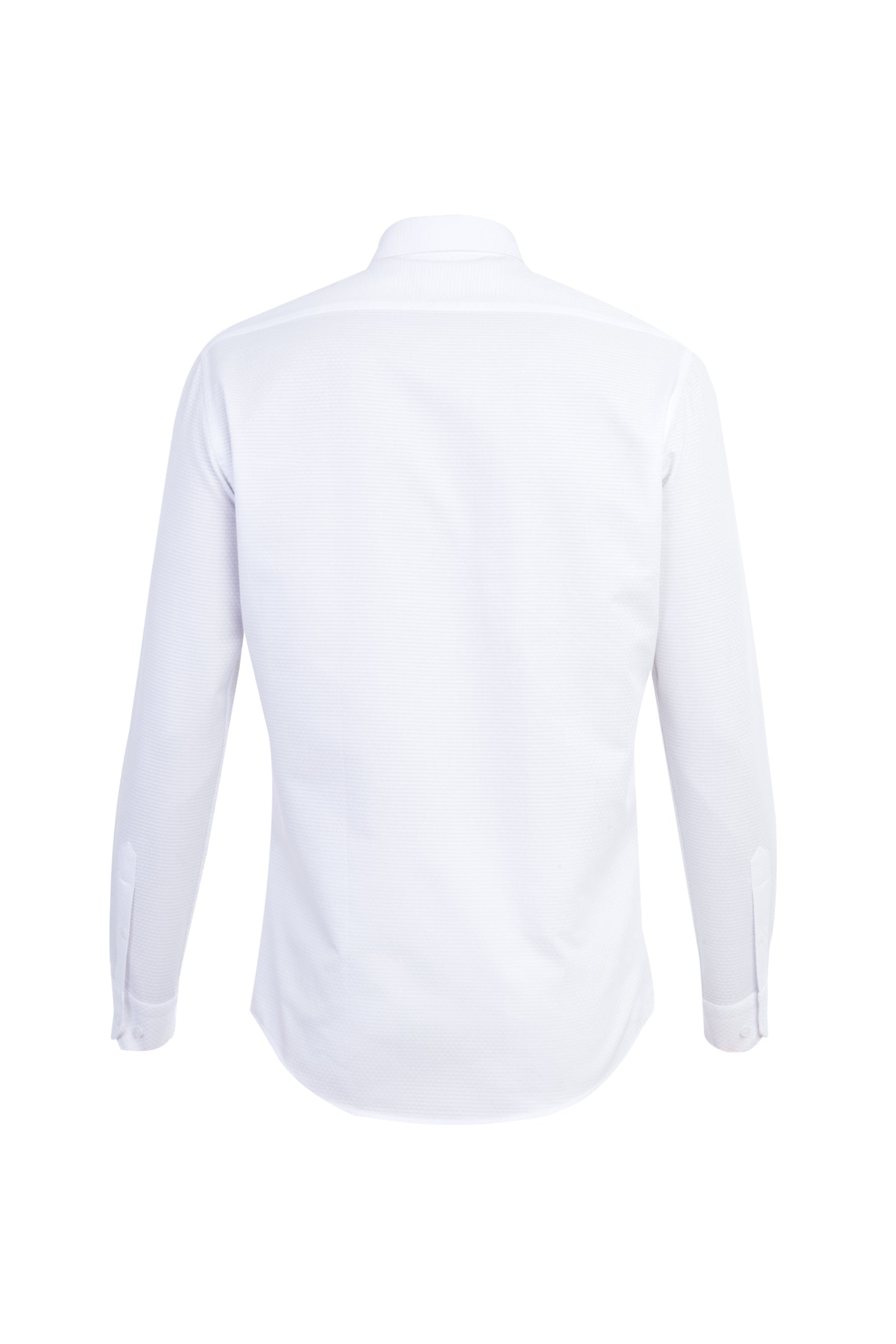 Beyaz Uzun Kol Desenli Slim Fit Dar Kesim Pamuk Gömlek