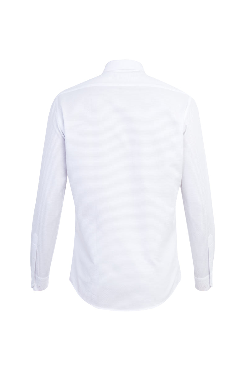 Beyaz Uzun Kol Desenli Slim Fit Dar Kesim Pamuk Gömlek