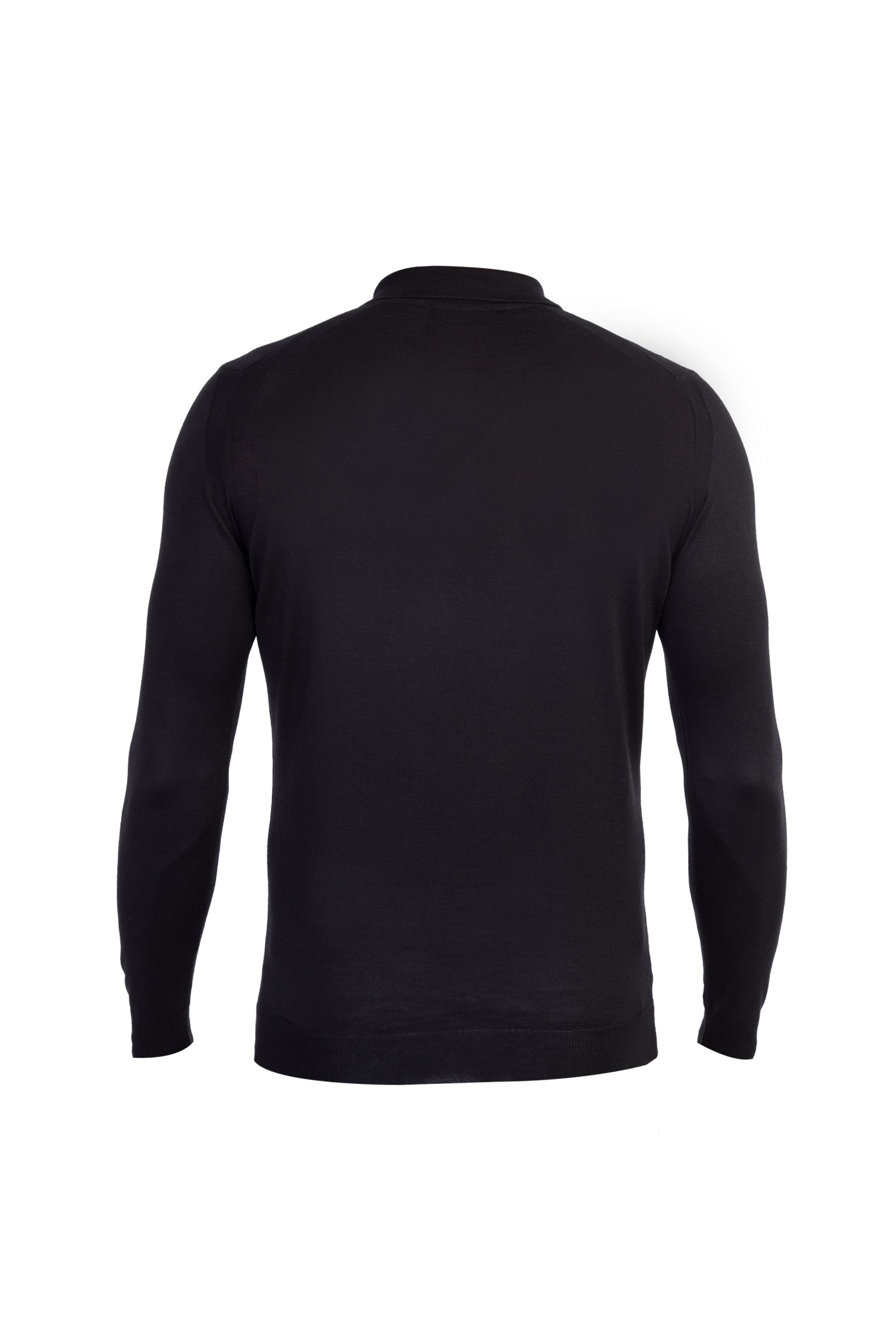 Siyah Polo Yaka Regular Fit Yünlü Triko Kazak