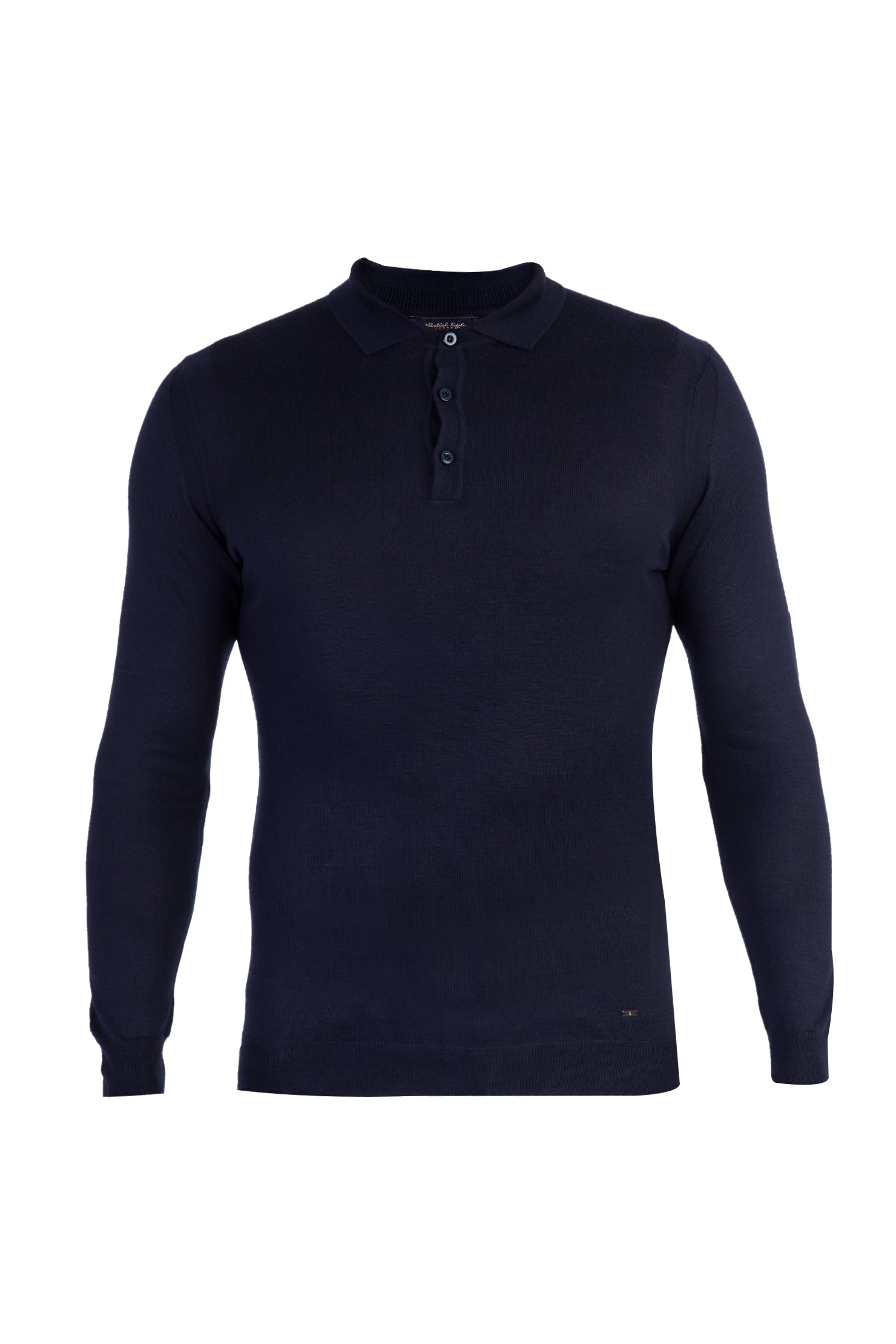 Lacivert Polo Yaka Regular Fit Yünlü Triko Kazak