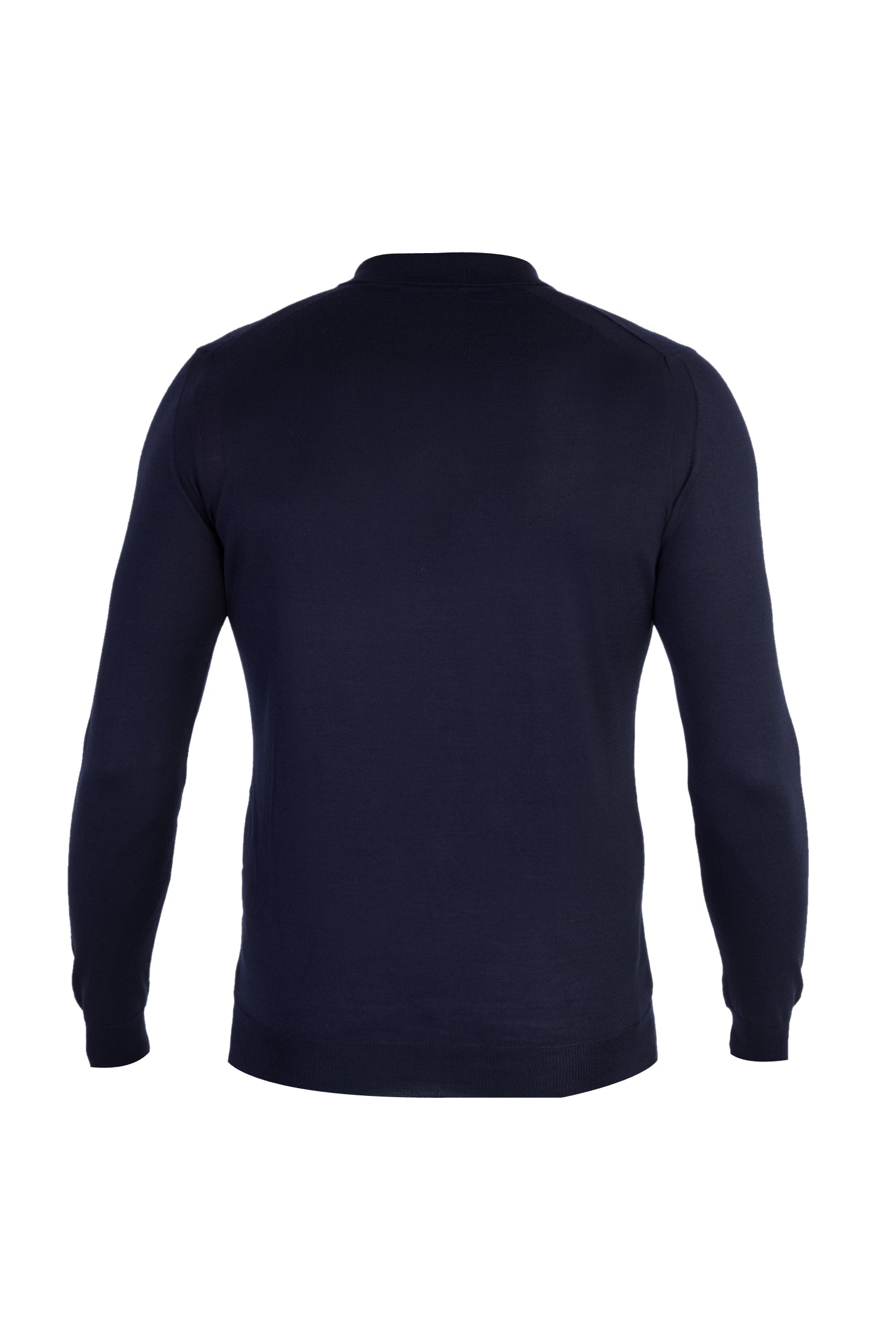 Lacivert Polo Yaka Regular Fit Yünlü Triko Kazak