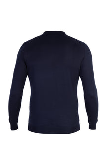 Lacivert Polo Yaka Regular Fit Yünlü Triko Kazak