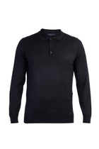 Siyah Polo Yaka Regular Fit Yünlü Triko Kazak